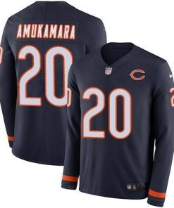 Men's Chicago Bears #20 Prince Amukamara Navy Blue Team Color Stitched NFL Limited Therma Long Sleeve Jersey