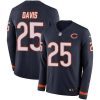 Men's Chicago Bears #25 Mike Davis Navy Blue Team Color Stitched NFL Limited Therma Long Sleeve Jersey