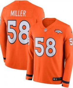 Men's Denver Broncos #58 Von Miller Orange Team Color Stitched NFL Limited Therma Long Sleeve Jersey