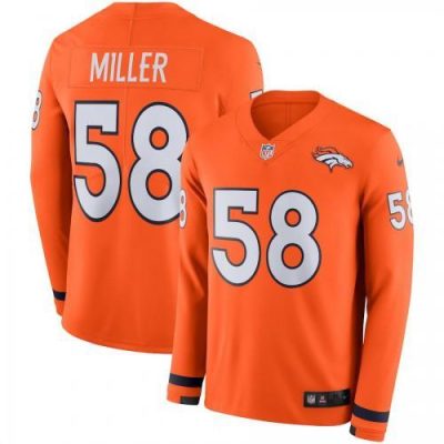 Men's Denver Broncos #58 Von Miller Orange Team Color Stitched NFL Limited Therma Long Sleeve Jersey
