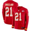 Men's Kansas City Chiefs #21 Bashaud Breeland Red Team Color Stitched NFL Limited Therma Long Sleeve Jersey