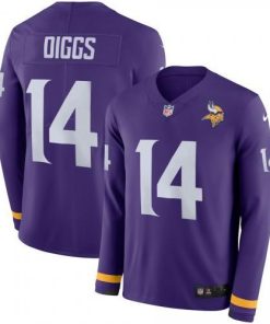 Men's Minnesota Vikings #14 Stefon Diggs Purple Team Color Stitched NFL Limited Therma Long Sleeve Jersey