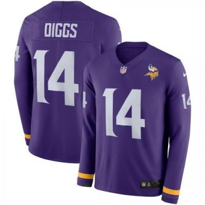 Men's Minnesota Vikings #14 Stefon Diggs Purple Team Color Stitched NFL Limited Therma Long Sleeve Jersey