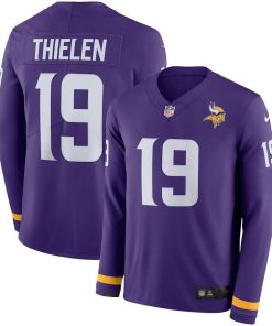 Men's Vikings #19 Adam Thielen Purple Team Color Stitched NFL Limited Therma Long Sleeve Jersey