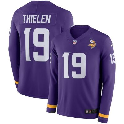 Men's Vikings #19 Adam Thielen Purple Team Color Stitched NFL Limited Therma Long Sleeve Jersey