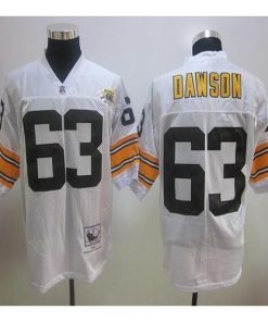 60TH Mitchell And Ness Pittsburgh Steelers #63 Dermontti Dawson White Stitched NFL Jersey