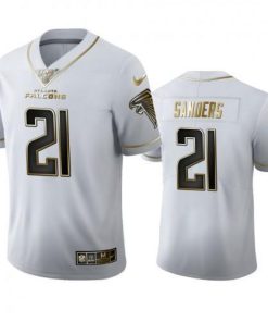 Atlanta Falcons #21 Deion Sanders Nike White Golden Edition Vapor Limited NFL 100 Jersey