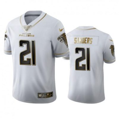 Atlanta Falcons #21 Deion Sanders Nike White Golden Edition Vapor Limited NFL 100 Jersey