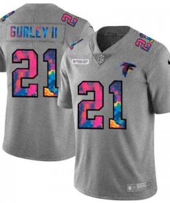 Atlanta Falcons #21 Todd Gurley II Nike Multi-Color 2020 NFL Crucial Catch NFL Jersey Greyheather