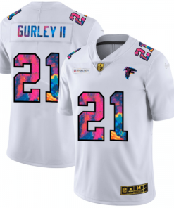 Atlanta Falcons #21 Todd Gurley II White Nike Multi-Color 2020 NFL Crucial Catch Limited NFL Jersey