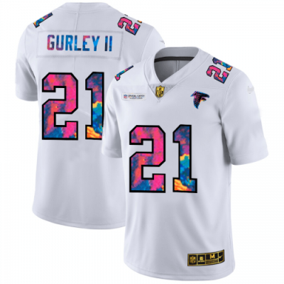 Atlanta Falcons #21 Todd Gurley II White Nike Multi-Color 2020 NFL Crucial Catch Limited NFL Jersey