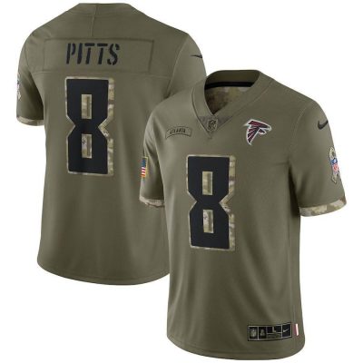 Atlanta Falcons #8 Kyle Pitts Nike 2022 Salute To Service Limited Jersey - Olive