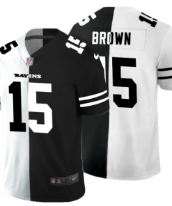 Baltimore Ravens #15 Marquise Brown Black V White Peace Split Nike Vapor Untouchable Limited NFL Jersey