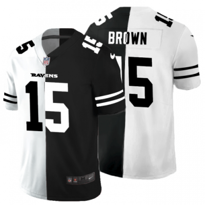 Baltimore Ravens #15 Marquise Brown Black V White Peace Split Nike Vapor Untouchable Limited NFL Jersey
