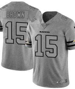 Baltimore Ravens #15 Marquise Brown Nike Gray Gridiron II Vapor Untouchable Limited NFL Jersey