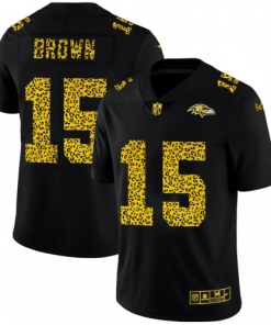 Baltimore Ravens #15 Marquise Brown Nike Leopard Print Fashion Vapor Limited NFL Jersey Black