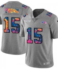 Baltimore Ravens #15 Marquise Brown Nike Multi-Color 2020 NFL Crucial Catch NFL Jersey Greyheather