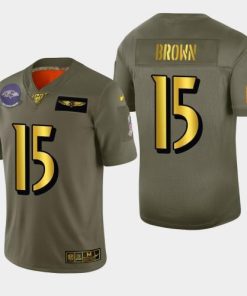 Baltimore Ravens #15 Marquise Brown Nike Olive Gold 2019 Salute to Service Limited NFL 100 Jersey