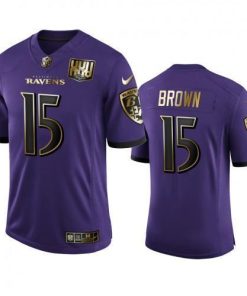 Baltimore Ravens #15 Marquise Brown Nike Purple Team 25th Season Golden Limited NFL Jersey