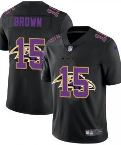 Baltimore Ravens #15 Marquise Brown Nike Team Logo Dual Overlap Limited NFL Jersey Black
