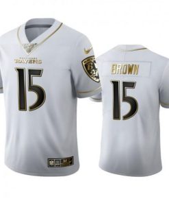 Baltimore Ravens #15 Marquise Brown Nike White Golden Edition Vapor Limited NFL 100 Jersey