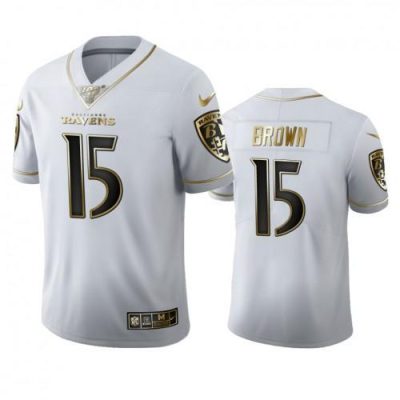 Baltimore Ravens #15 Marquise Brown Nike White Golden Edition Vapor Limited NFL 100 Jersey