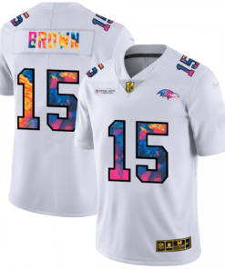 Baltimore Ravens #15 Marquise Brown White Nike Multi-Color 2020 NFL Crucial Catch Limited NFL Jersey