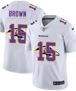 Baltimore Ravens #15 Marquise Brown White Nike Team Logo Dual Overlap Limited NFL Jersey