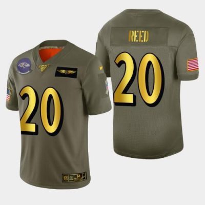 Baltimore Ravens #20 Ed Reed Nike Olive Gold 2019 Salute to Service Limited NFL 100 Jersey