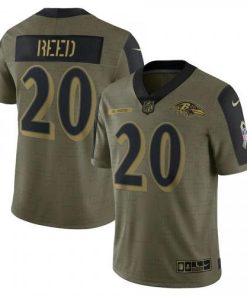 Baltimore Ravens #20 Ed Reed Olive Nike 2021 Salute To Service Limited Player Jersey