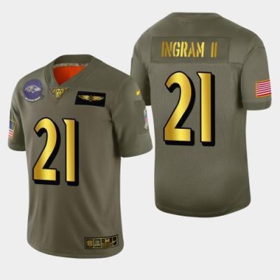 Baltimore Ravens #21 Mark Ingram II Nike Olive Gold 2019 Salute to Service Limited NFL 100 Jersey