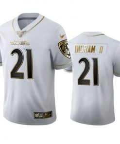 Baltimore Ravens #21 Mark Ingram II Nike White Golden Edition Vapor Limited NFL 100 Jersey