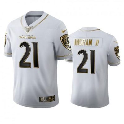 Baltimore Ravens #21 Mark Ingram II Nike White Golden Edition Vapor Limited NFL 100 Jersey