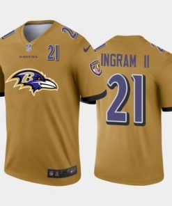 Baltimore Ravens #21 Mark Ingram II Gold Nike Big Team Logo Player Vapor Limited NFL Jersey