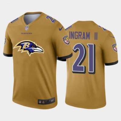Baltimore Ravens #21 Mark Ingram II Gold Nike Big Team Logo Vapor Limited NFL Jersey
