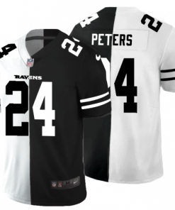 Baltimore Ravens #24 Marcus Peters Black V White Peace Split Nike Vapor Untouchable Limited NFL Jersey