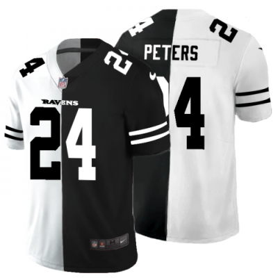 Baltimore Ravens #24 Marcus Peters Black V White Peace Split Nike Vapor Untouchable Limited NFL Jersey