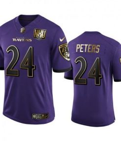 Baltimore Ravens #24 Marcus Peters Nike Purple Team 25th Season Golden Limited NFL Jersey