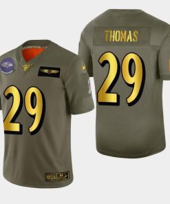 Baltimore Ravens #29 Earl Thomas III Nike Olive Gold 2019 Salute to Service Limited NFL 100 Jersey