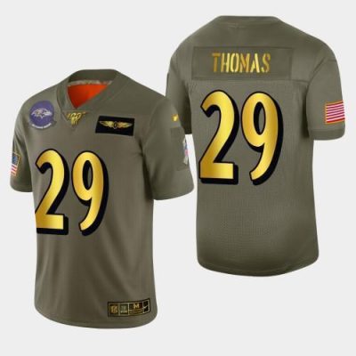 Baltimore Ravens #29 Earl Thomas III Nike Olive Gold 2019 Salute to Service Limited NFL 100 Jersey
