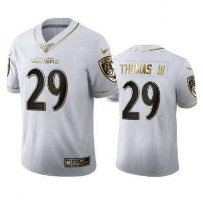 Baltimore Ravens #29 Earl Thomas III Nike White Golden Edition Vapor Limited NFL 100 Jersey