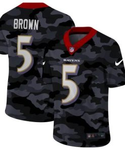 Baltimore Ravens #5 Marquise Brown Nike 2020 Black CAMO Vapor Untouchable Limited Stitched NFL Jersey