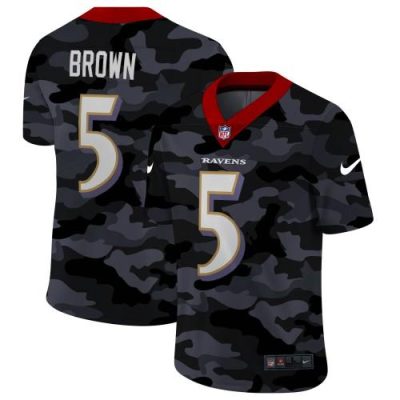 Baltimore Ravens #5 Marquise Brown Nike 2020 Black CAMO Vapor Untouchable Limited Stitched NFL Jersey
