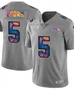 Baltimore Ravens #5 Marquise Brown Nike Multi-Color 2020 NFL Crucial Catch NFL Jersey Greyheather