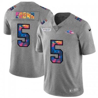 Baltimore Ravens #5 Marquise Brown Nike Multi-Color 2020 NFL Crucial Catch NFL Jersey Greyheather