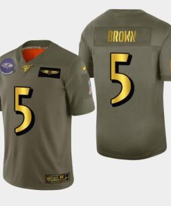 Baltimore Ravens #5 Marquise Brown Nike Olive Gold 2019 Salute to Service Limited NFL 100 Jersey