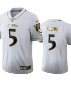 Baltimore Ravens #5 Marquise Brown Nike White Golden Edition Vapor Limited NFL 100 Jersey