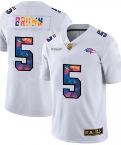 Baltimore Ravens #5 Marquise Brown White Nike Multi-Color 2020 NFL Crucial Catch Limited NFL Jersey