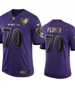Baltimore Ravens #70 D.J. Fluker Nike Purple Team 25th Season Golden Limited NFL Jersey