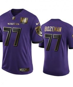 Baltimore Ravens #77 Bradley Bozeman Nike Purple Team 25th Season Golden Limited NFL Jersey